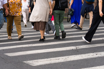 People cross the street, city life