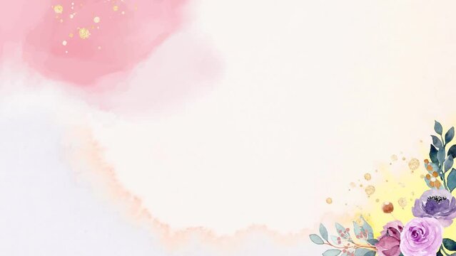 Elegant watercolor floral frame with a floral border. Widescreen video