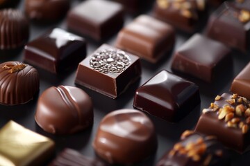 Fototapeta premium Chocolate Truffle, Gourmet Chocolate, Chocolate Praline, Luxury Dessert, Sweet Treat Closeup