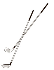 two golf clubs wedge black and white  vector illustration