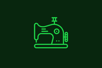 Geometric sewing machine illustration in flat style design. Vector illustration.	