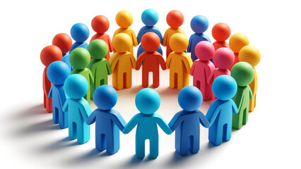 Colorful 3D figures standing in a circle