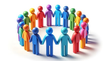 Unity and diversity: colorful figures holding hands