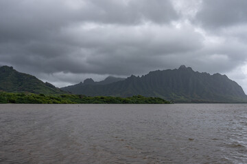 Waiāhole Beach Park，Leeward Coast of Oahu, Honolulu, Hawaii. Waiāhole Stream. Kāneʻohe Bay,...