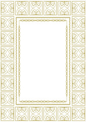 Vintage gold frame A4 format with original ornament in art deco style. Version 2. Vector illustration