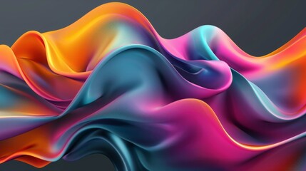 Fototapeta premium A digital rendering of abstract colorful fabric swirling and flowing in a 3D space