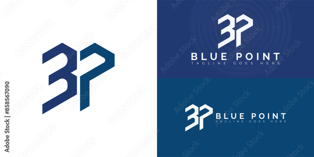 Aufkleber abstract initial hexagon letter bp or pb logo in blue color isolated on multiple background colors. 