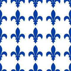 Royal lily seamless pattern. Canadian province of Quebec background. Fleur de lis Vector template for wrapping paper, wallpaper, fabric, scrapbooking, etc.