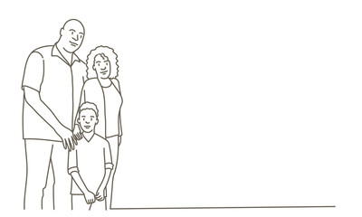 A man, woman and child are standing together