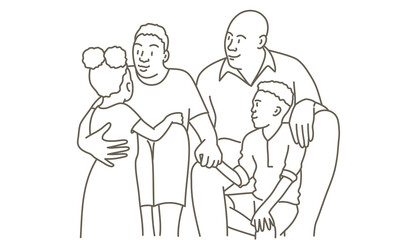 A family of four is sitting together