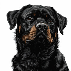 Fototapeta premium A black and white drawing of a rottweiler dog