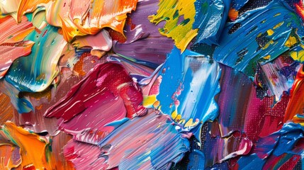 A close-up photo of abstract oil paint swirls in various bright colors