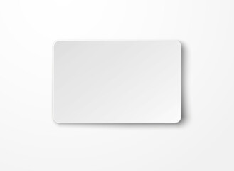 Plastic or paper business card isolated on white background. Vector blank sticker, sheet, label, banner template with transparent shadow