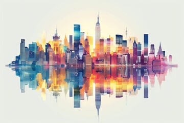 Fototapeta premium City skyline vector illustration with zoning regulations,
