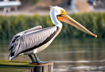 Pelican near the river