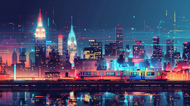 Detailed vector illustration of a city skyline
