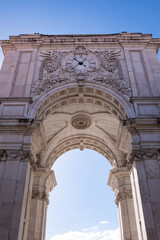 Obraz premium Arc de Triomphe on Rua Augusta (Arco da Rua Augusta) is a memorial structure in the form of a triumphal arch located in the historical center of Lisbon, the capital of Portugal