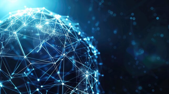 Globe with digital network lines connecting to various devices, symbolizing the concept of global internet technology - Powered by Adobe