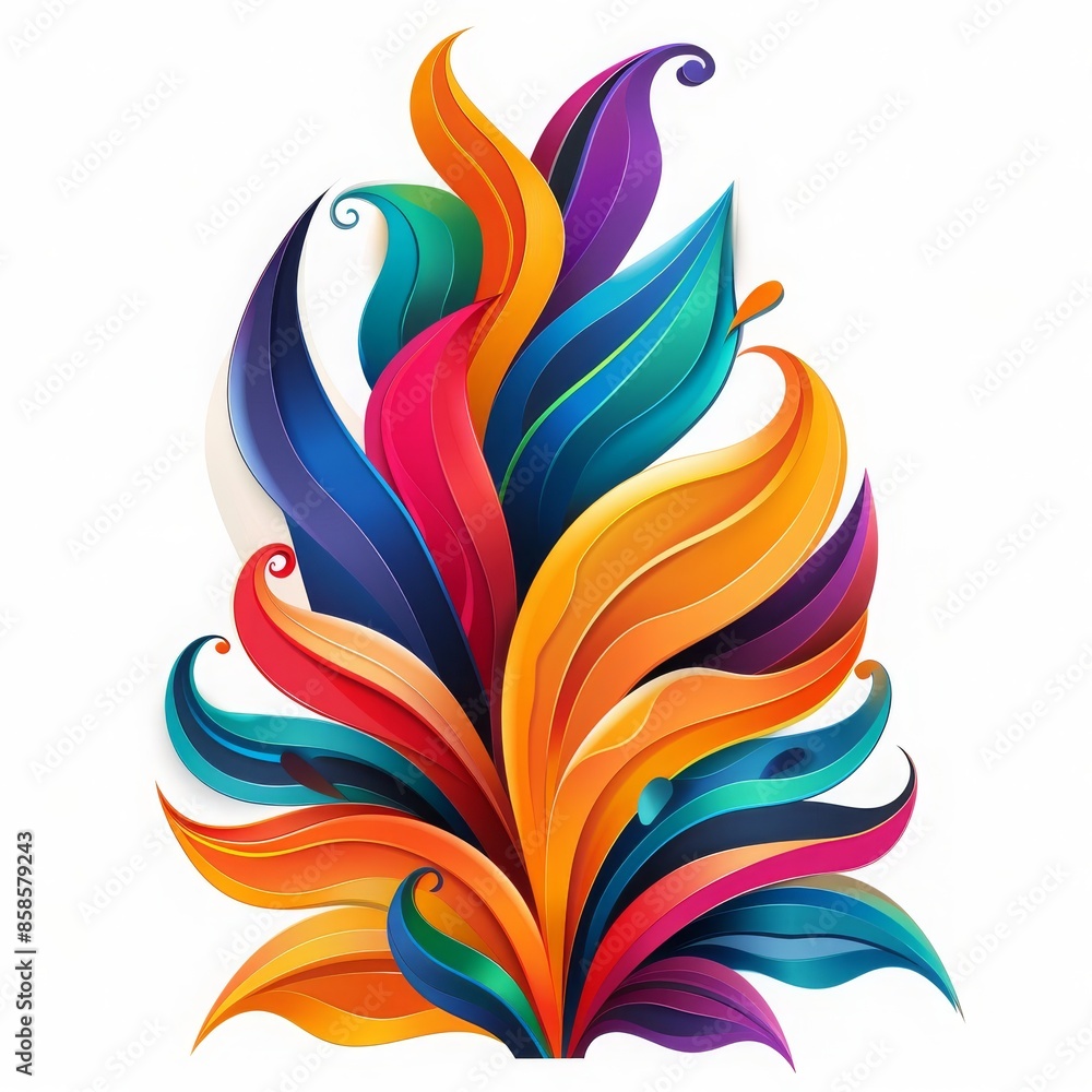 Aufkleber a vibrant abstract floral design with colorful, swirling leaves. the image is perfect for adding a t