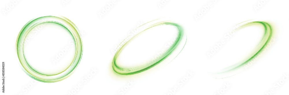 Poster green glowing twirl circle on a white background. special radiant effect. glowing special effect for