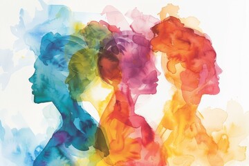 women and feminism celebration, strong woman, watercolor illustration
