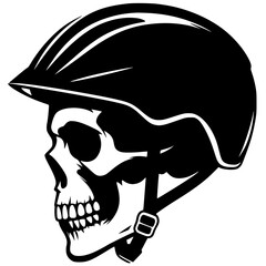 Silhouette of a skull wearing a bicycle helmet