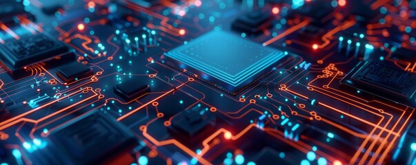 Obraz premium Inner system of highly powerful technology with microchips representing futuristic technology