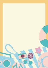 エモい　可愛い　レトロ　ビーチグッズの縦型フレーム