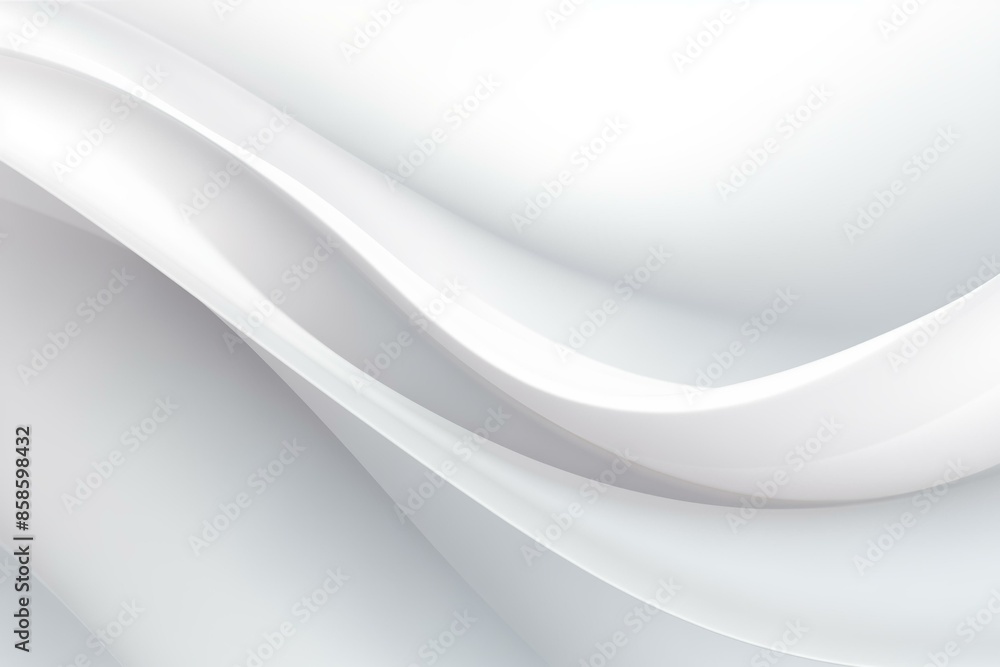 Poster a soothing abstract image featuring smooth, flowing white and light gray wave-like patterns. the sof