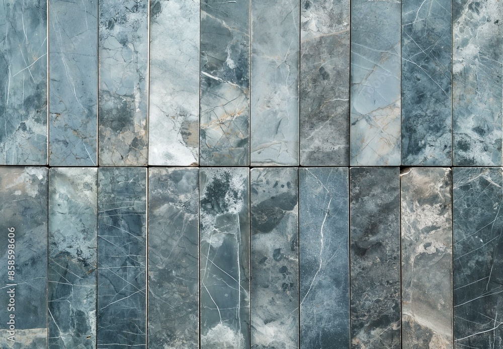 Poster this image shows a collection of blue marble tiles arranged vertically. the tiles display a vintage 