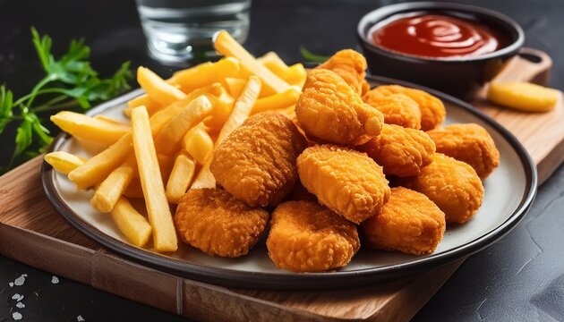 Chicken nuggets with fries