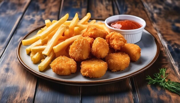 Chicken nuggets with fries