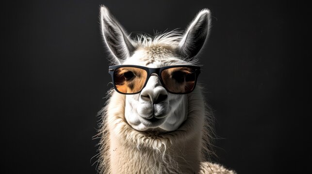 Amusing llama meme with black background for personalized text