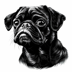 Fototapeta premium A black and white drawing of a pug dog