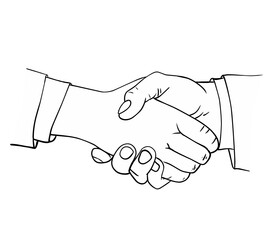 Line art hand shake between two people