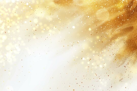 there is a gold glitter background with a white background