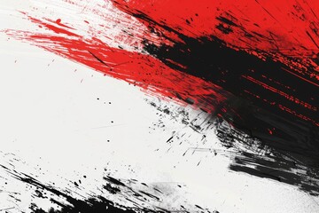 Expressive black and white watercolor painting with bold red and white accents. Abstract art concept.