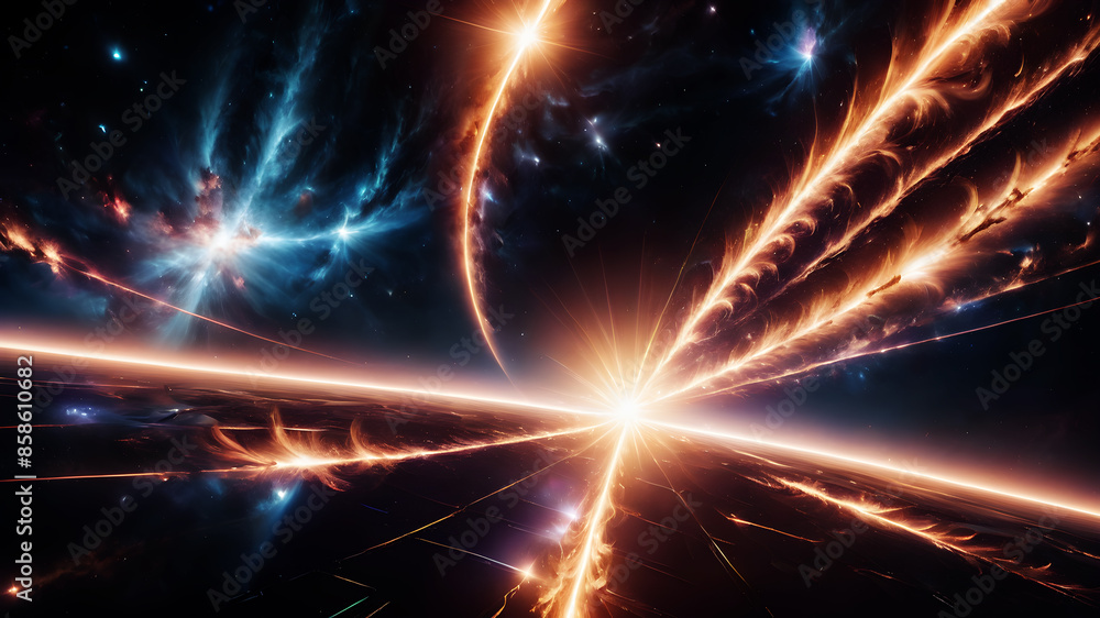 Poster create an abstract background that evokes the feel of a celestial event, such as a starburst or supe