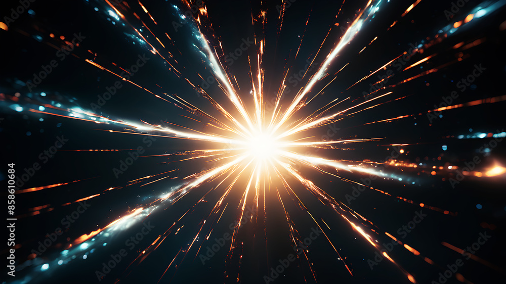 Poster create an abstract background that evokes the feel of a celestial event, such as a starburst or supe
