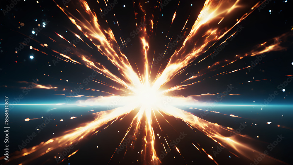 Poster create an abstract background that evokes the feel of a celestial event, such as a starburst or supe