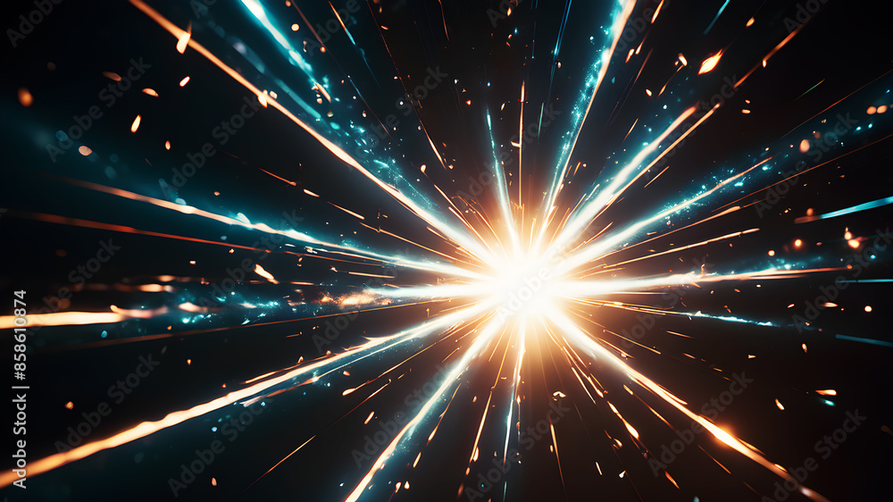 Poster create an abstract background that evokes the feel of a celestial event, such as a starburst or supe