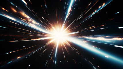 Obraz premium Create an abstract background that evokes the feel of a celestial event, such as a starburst or supernova. Use bright, radiant light emanating from a central point, with rays of light extending outwar