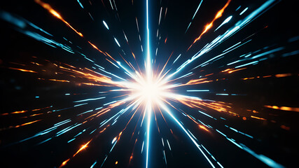 Obraz premium Create an abstract background that evokes the feel of a celestial event, such as a starburst or supernova. Use bright, radiant light emanating from a central point, with rays of light extending outwar