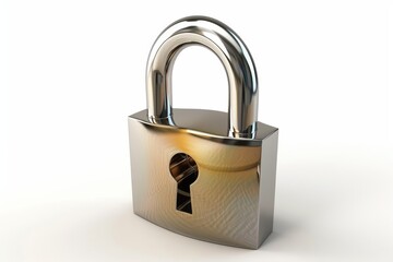 Naklejka premium Shiny Metal Padlock on White Background