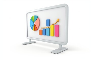 Whiteboard with Colorful Charts and Graph