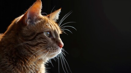 Curious ginger cat in profile
