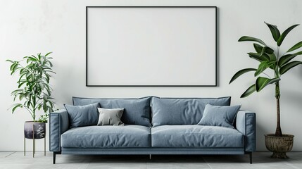 Living Room Interior Poster Mockup, ISO A Paper Size, 3D Render, Modern House Background