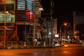 City street atmosphere at night