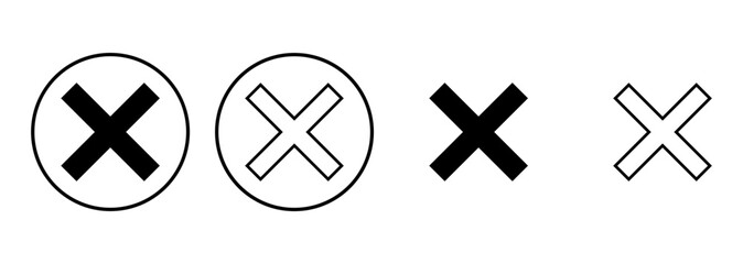 Fototapeta premium Close icon set. Delete icon vector. cross sign