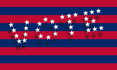 A vote sign made of stars urges voters to cast their ballots in a 3-d illustration...